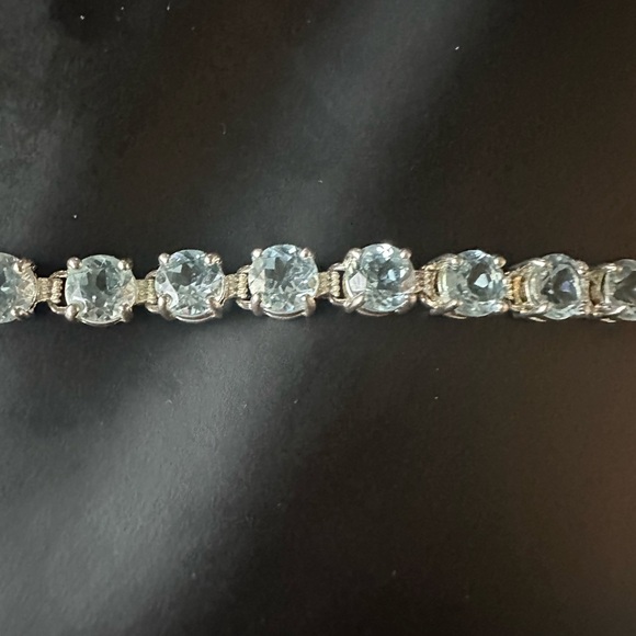 Sparkling Sterling Silver & Blue Topaz Tennis Bracelet, 7” - Picture 4 of 10
